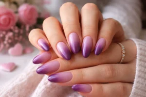 Purple Ombre Valentine Nail Ideas  1
