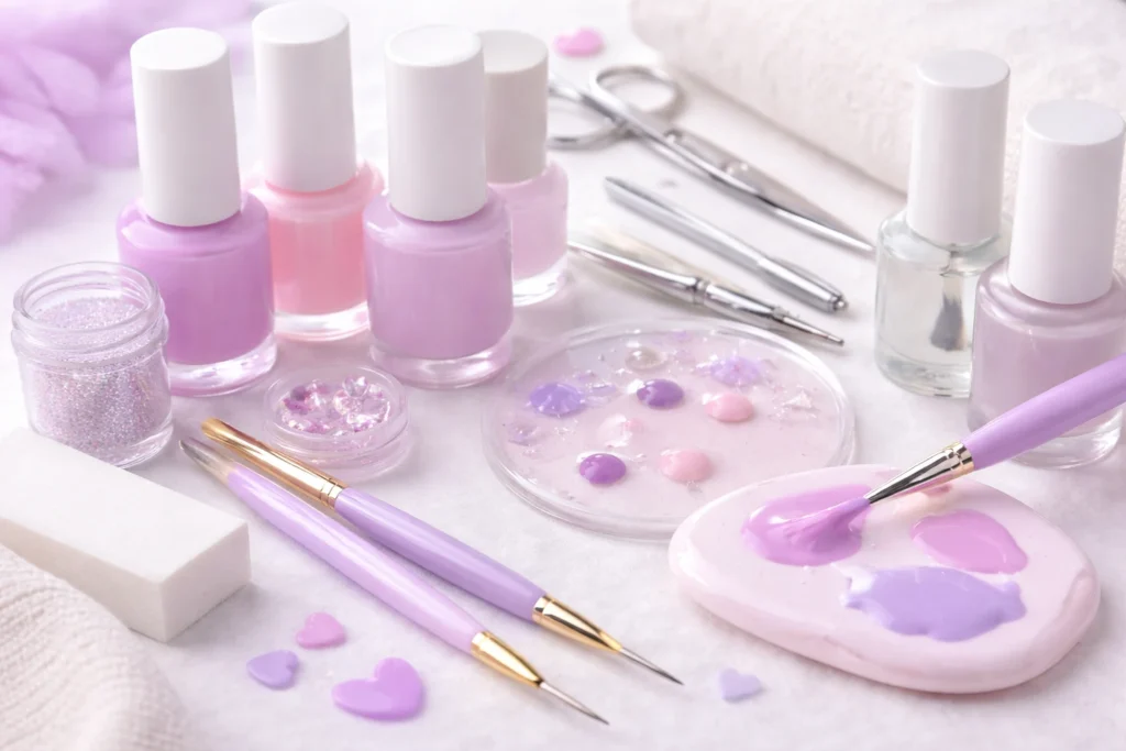 Subtle Heart Nail Designs Purple 2