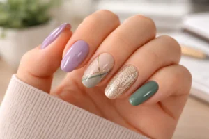 Subtle Mardi Gras Nail Ideas for Work 1
