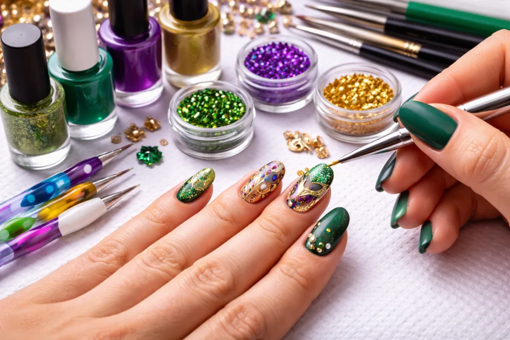 Tools Needed for Mardi Gras Nail Art 3