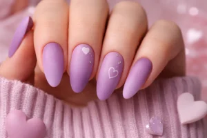 matte purple valentine manicure 1