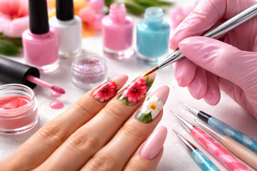 Hibiscus Flower Nail Art Ideas 5