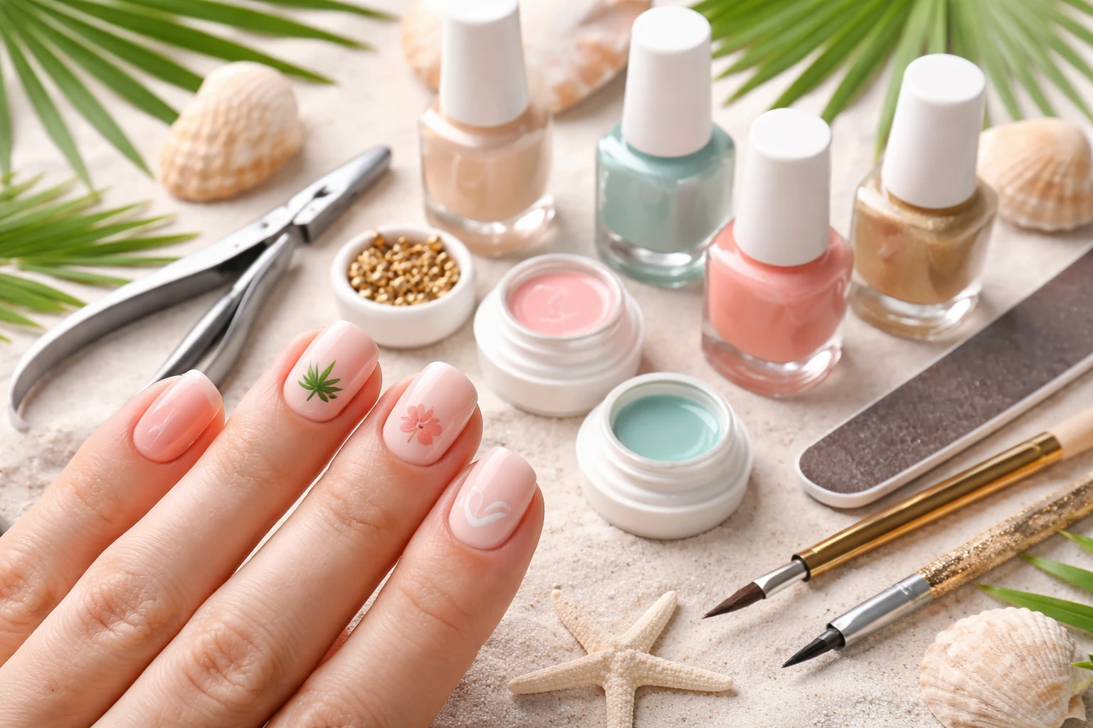 Minimal Tropical Nail Art for Short Nails 2