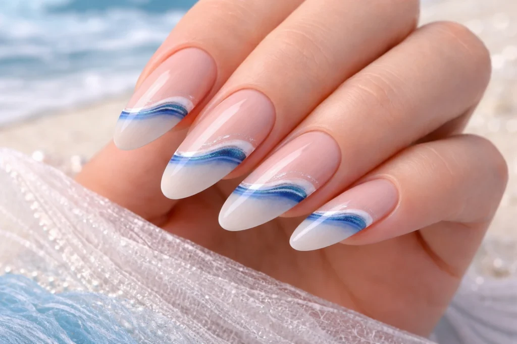 Ocean Inspired Nail Designs with Wave Accents 3