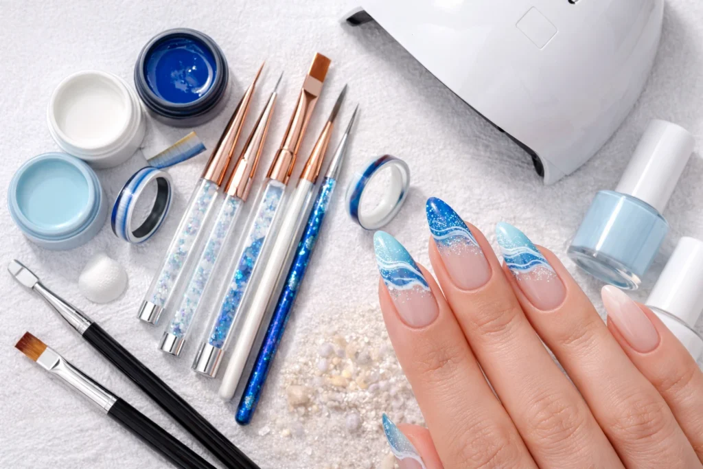 Ocean Inspired Nail Designs with Wave Accents 4