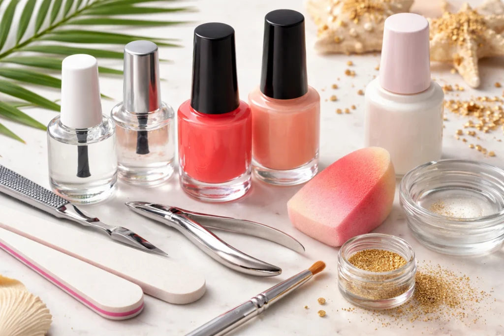 Sunset Ombre Nails with Coral and Peach Tones 2