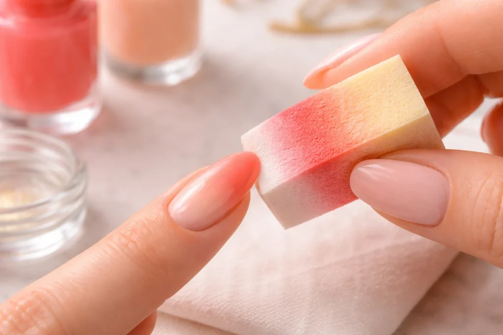 Sunset Ombre Nails with Coral and Peach Tones 5