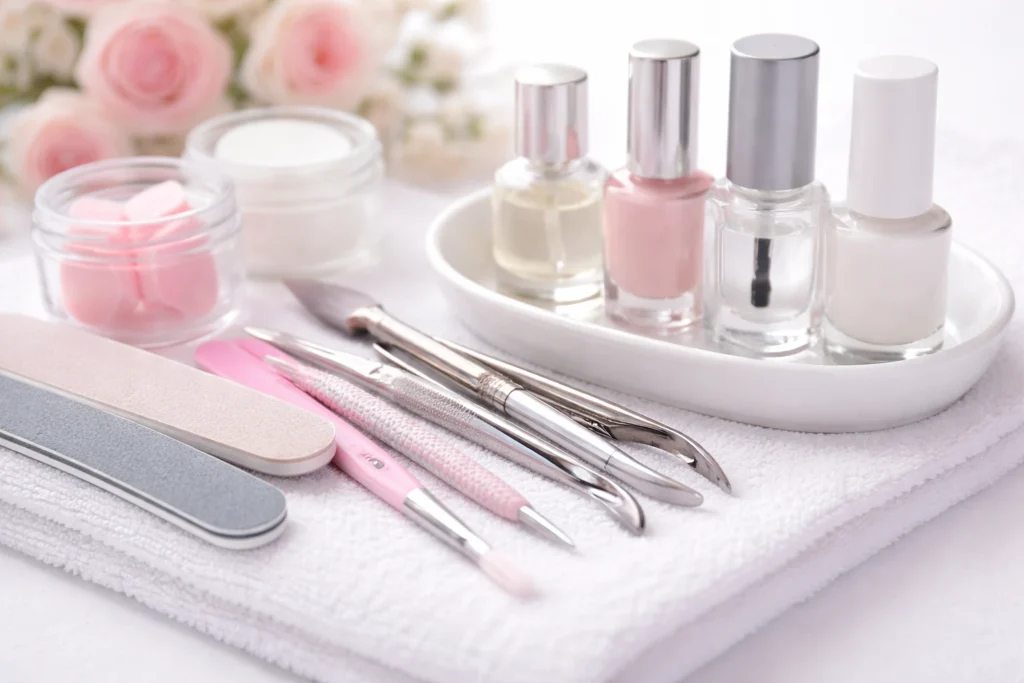 Traditional French Manicure with Neutral Base 2