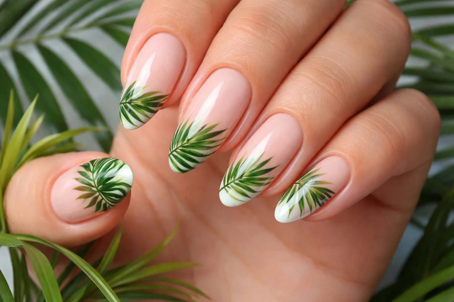 Tropical Palm Leaf Nail Designs 1