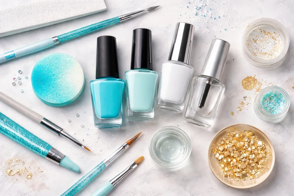 Turquoise and Aqua Summer Nail Color Combinations 1